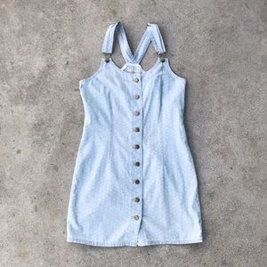 current/elliot polka dot overall dress denim